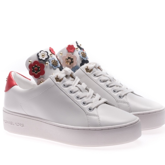 mindy floral appliqué leather sneaker
